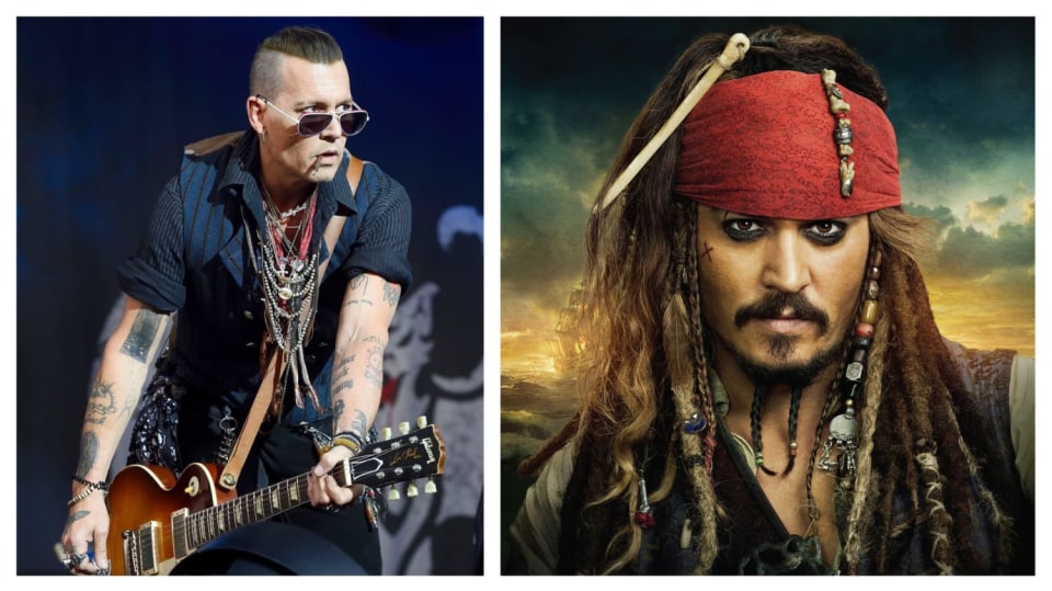 Johnny Depp při vystoupení s kapelou Hollywood Vampires
